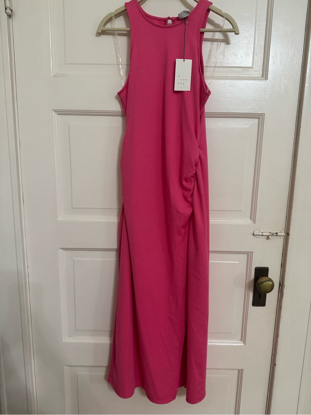 a new day Hot Pink Sleeveless Maxi Dress with Side Drape